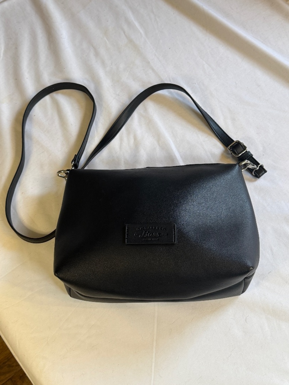 G.H. Bass & Co Black Faux Leather Crossbody Tote Bag Minimalist Everyday Purse